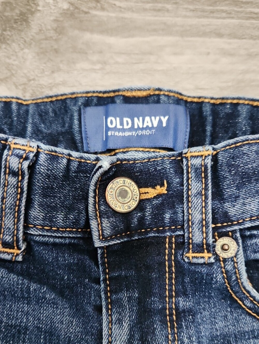Old Navy Flex Dark Blue Wash Straight Leg Jeans Boys 5 Regular Snap Zip Closure - Picture 2 of 11